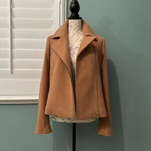 NWOT Scotch & Soda Wool Blend Collared Zip Jacket Coat with Leather Size S